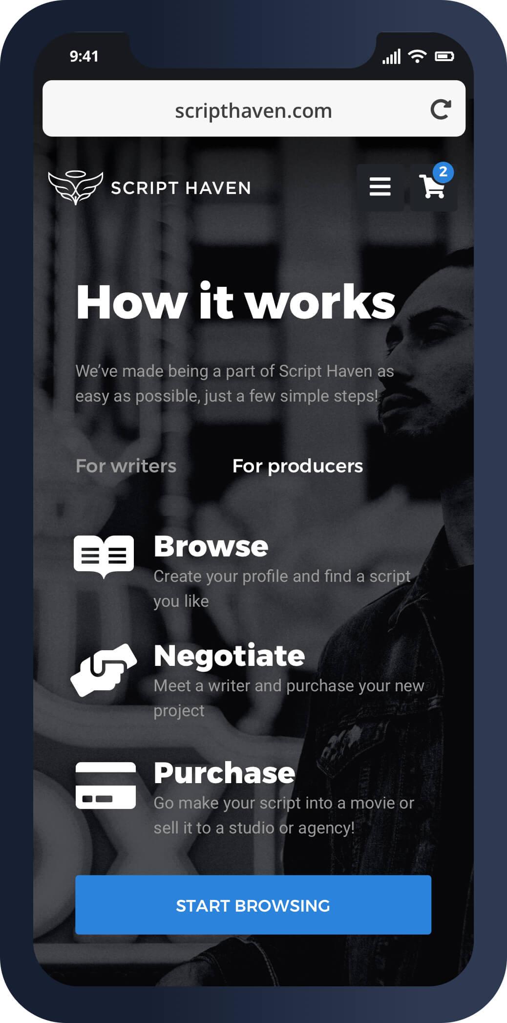 A mobile screenshot of the How it Works page