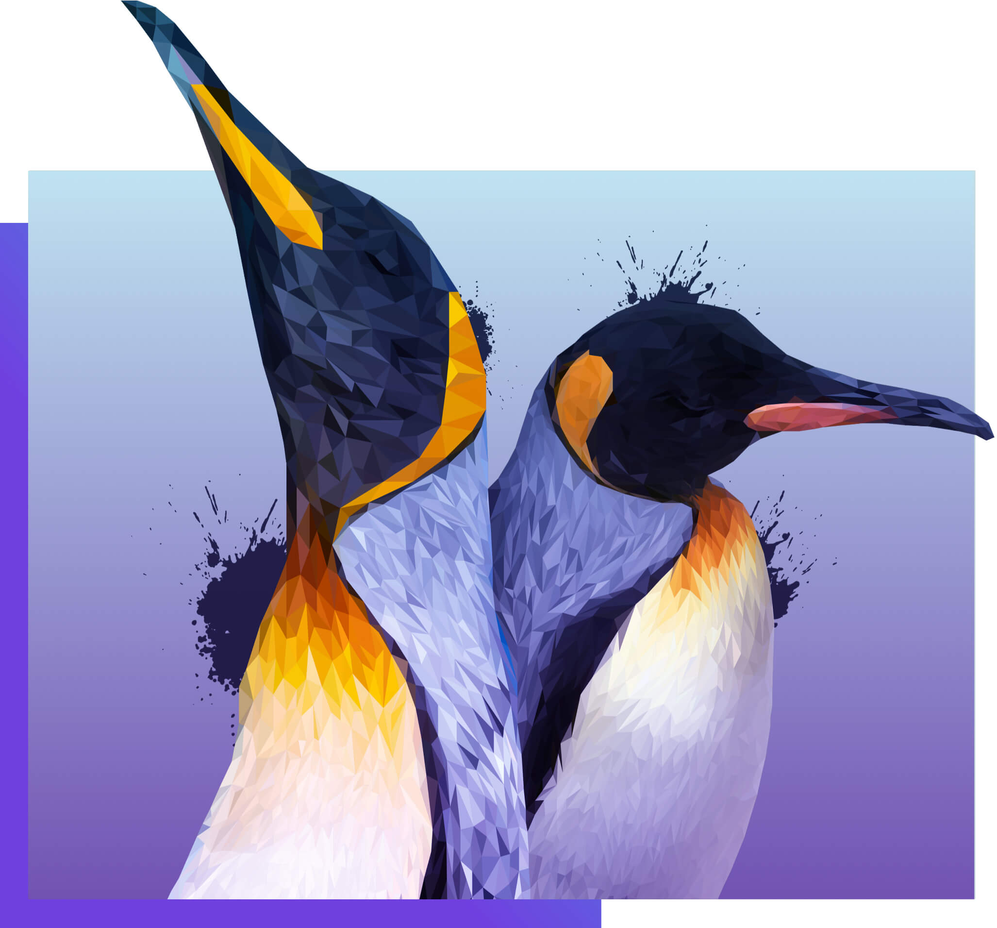Custom illustration of two penguins