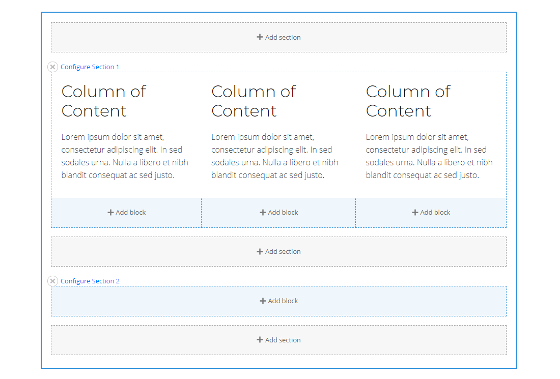 Screenshot of the Drupal Layout Builder module