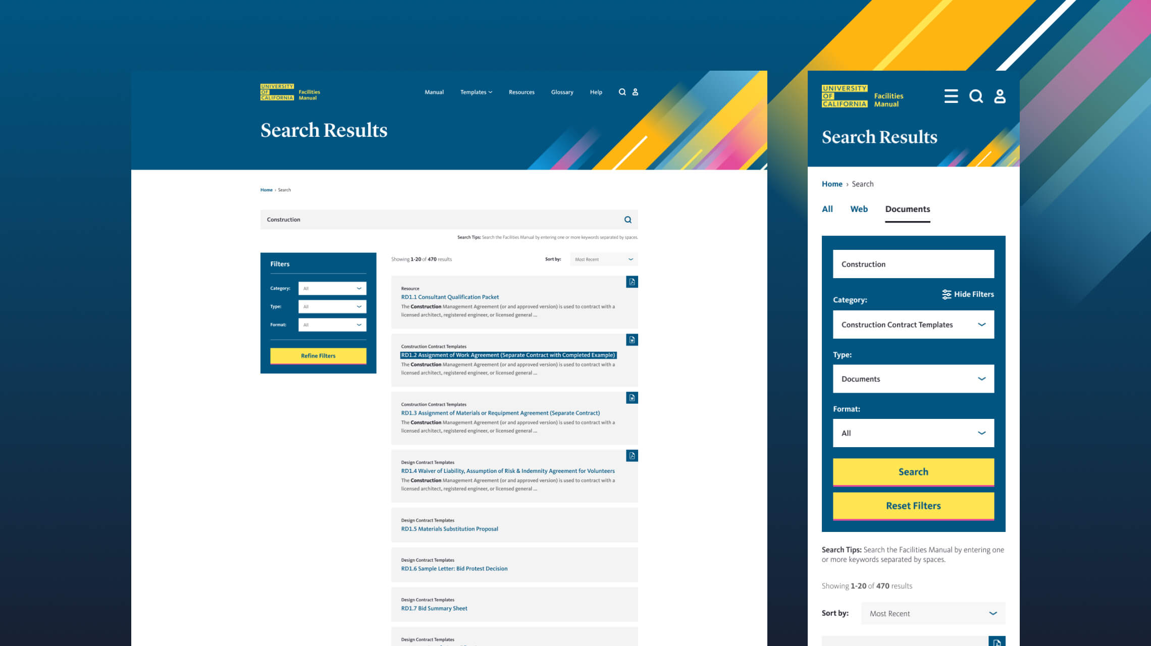 Design for the search results page.