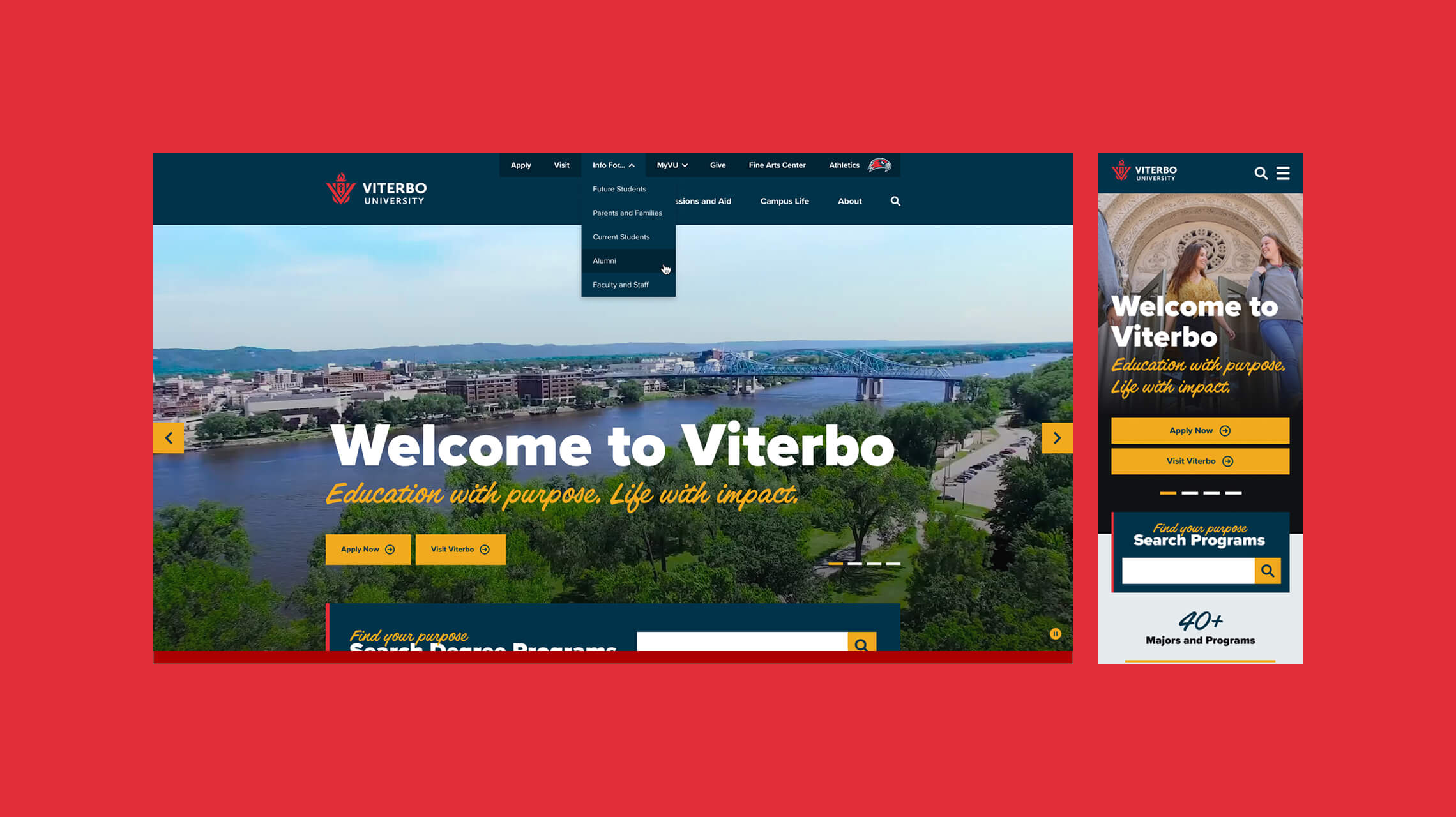 Viterbo University homepage design
