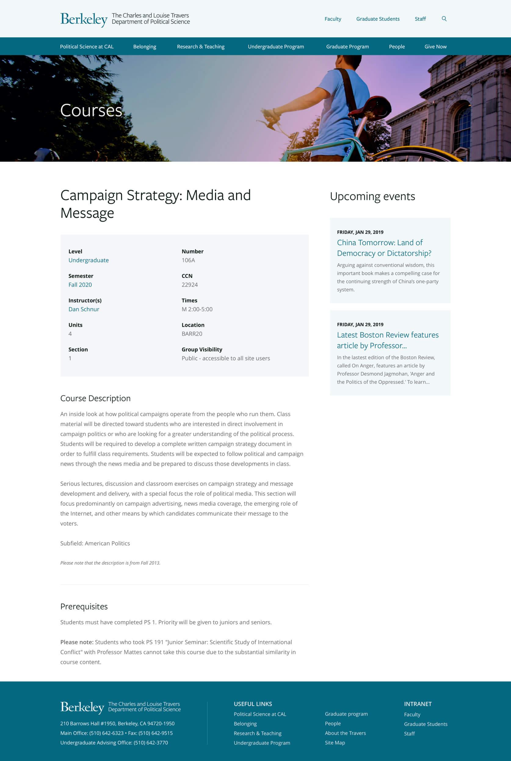 A desktop screenshot of a course page