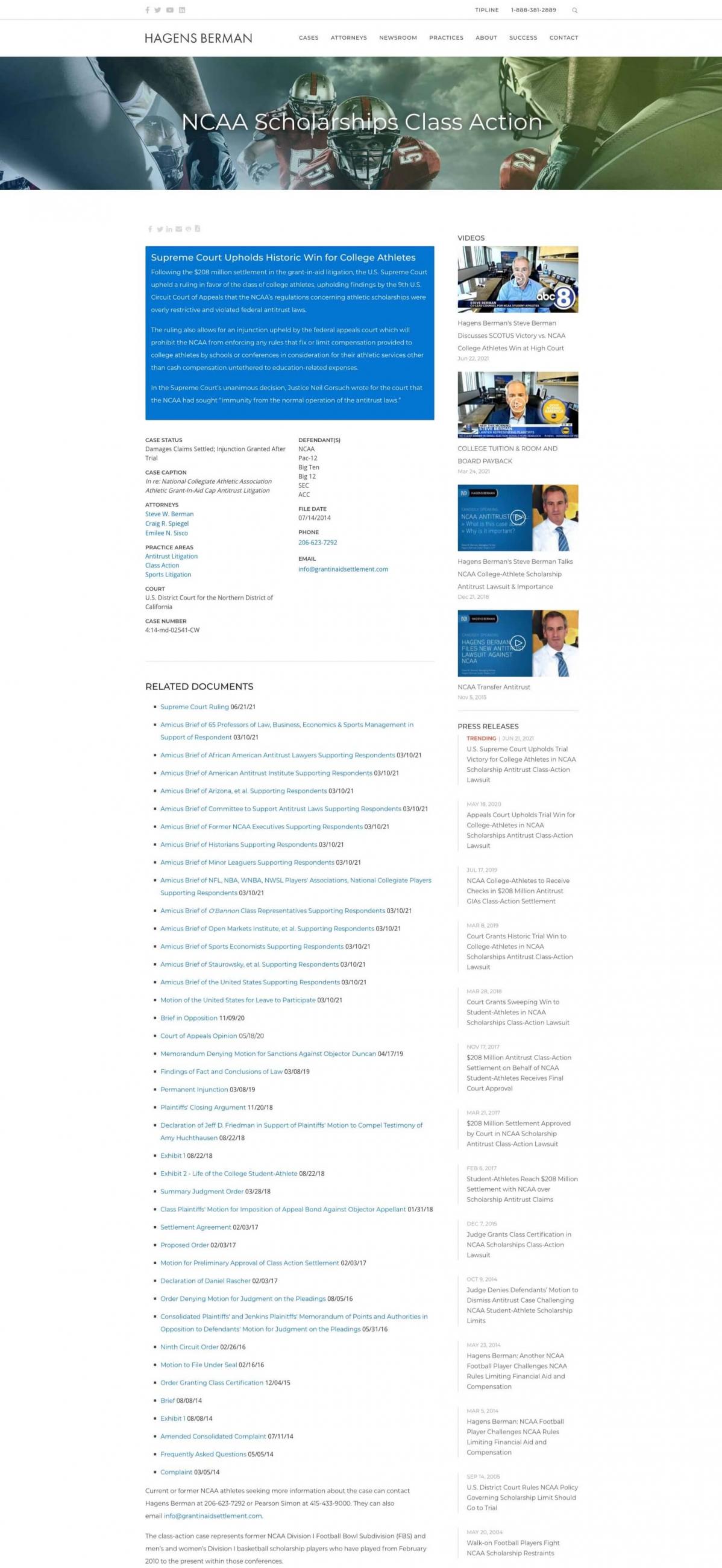 A desktop screenshot of a case page