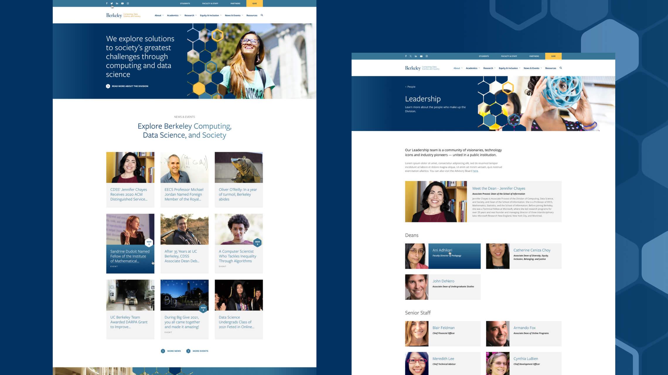 Design of the CDSS desktop homepage and leadership landing page
