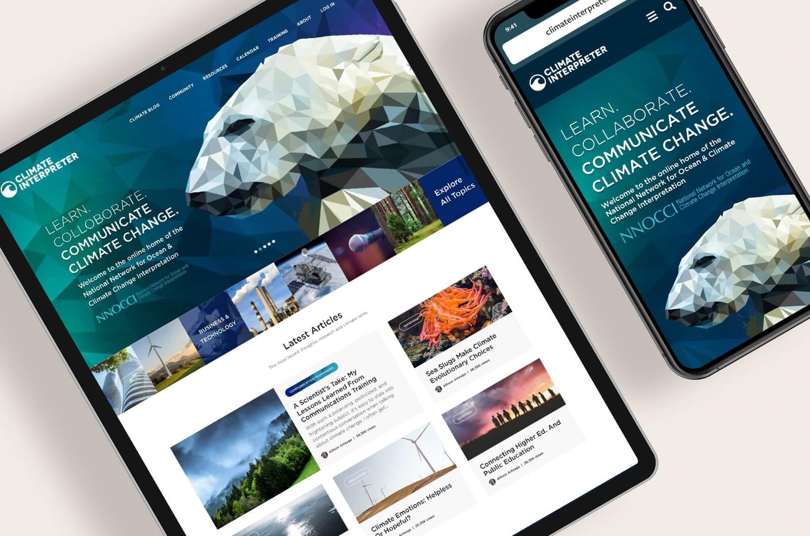Homepage design for the Climate Interpreter website