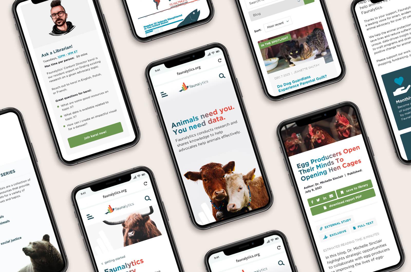 Mobile design for the Faunalytics redesign