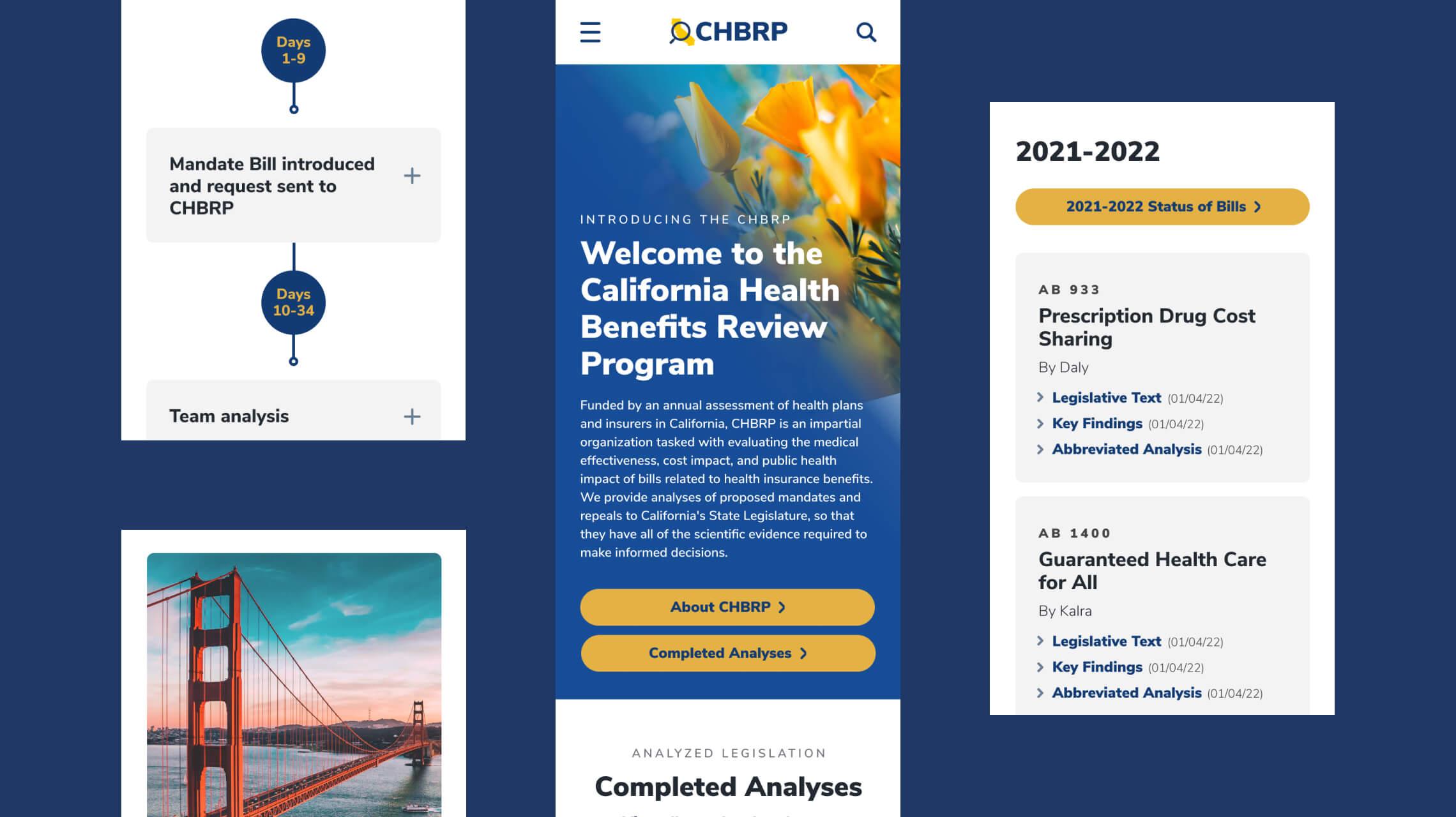 Mobile design examples of the CHBRP website