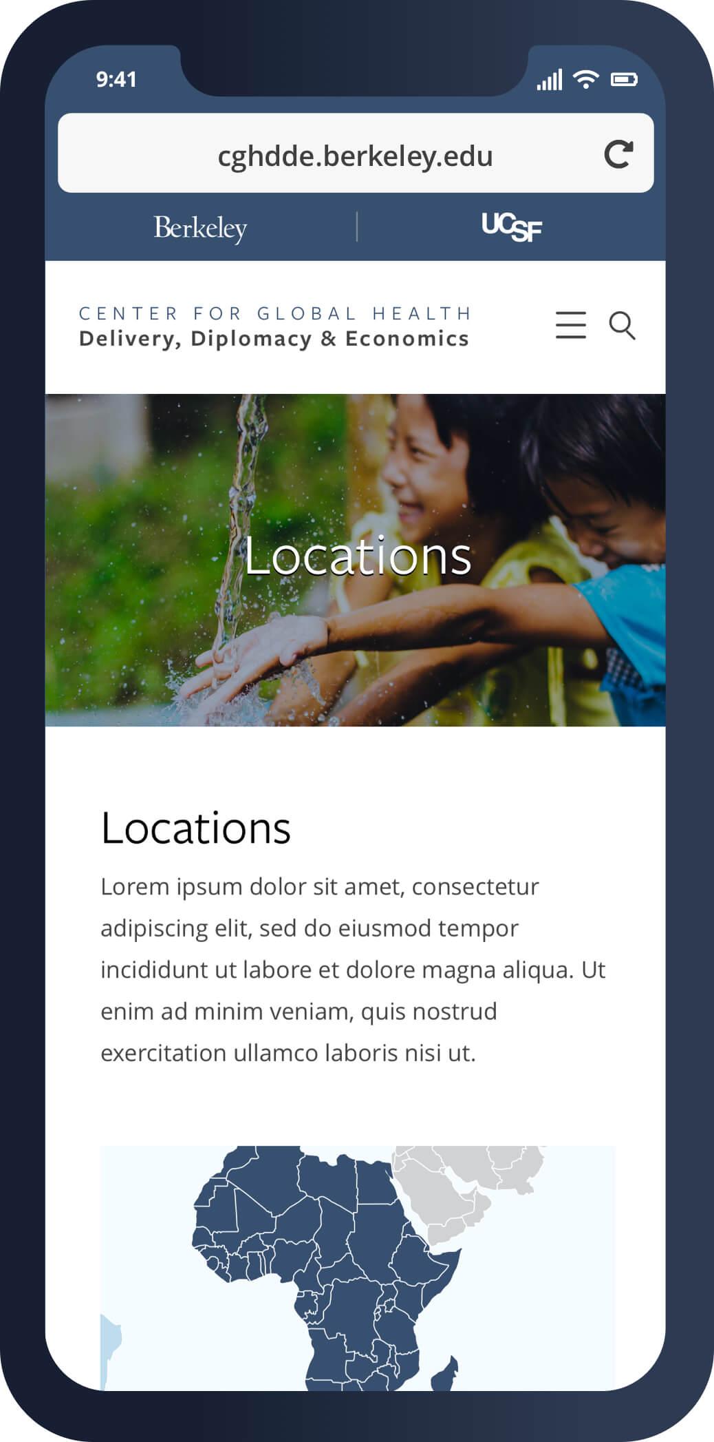 A mobile screenshot of the location page