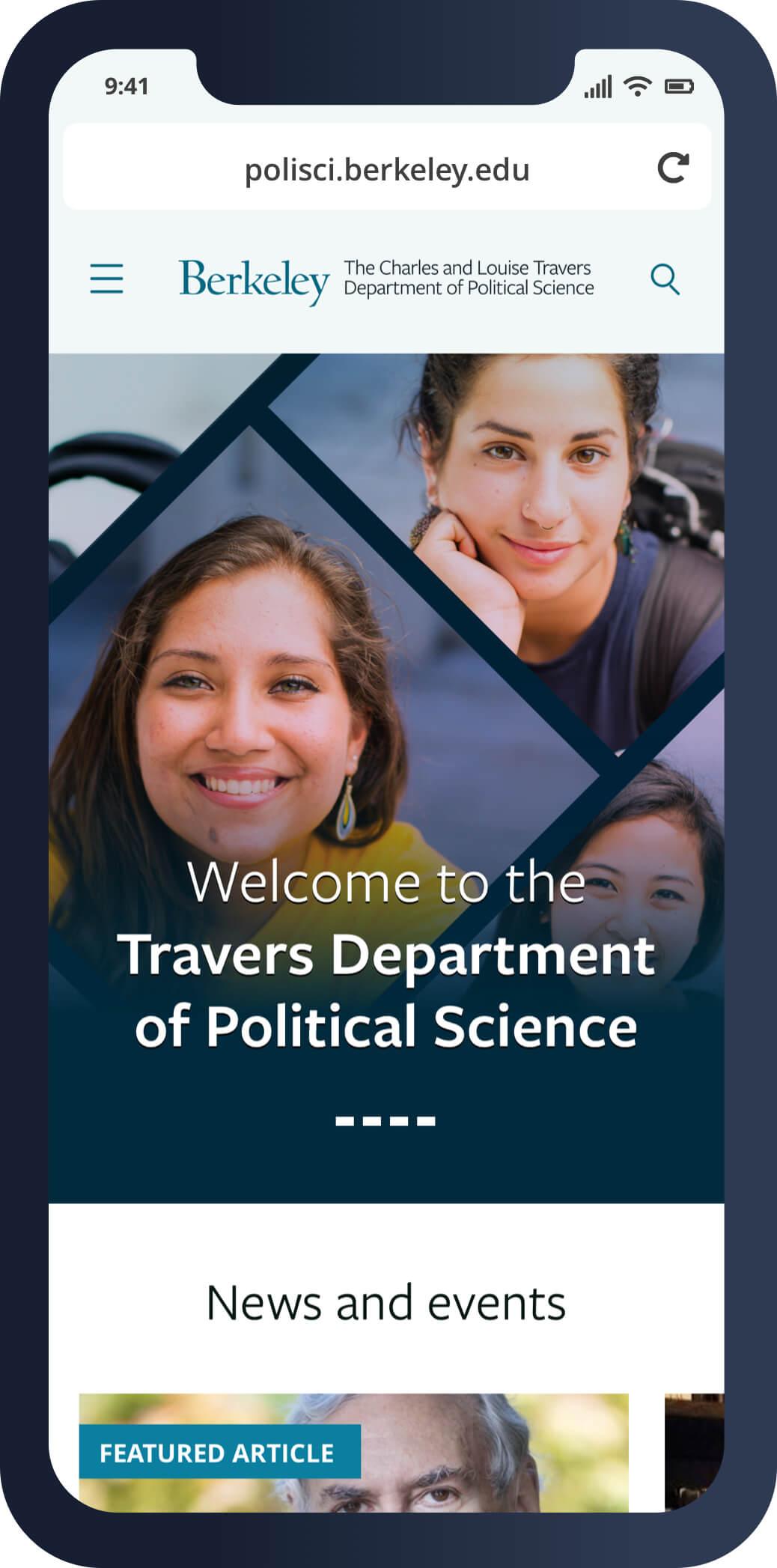 A mobile screenshot of the Polisci homepage