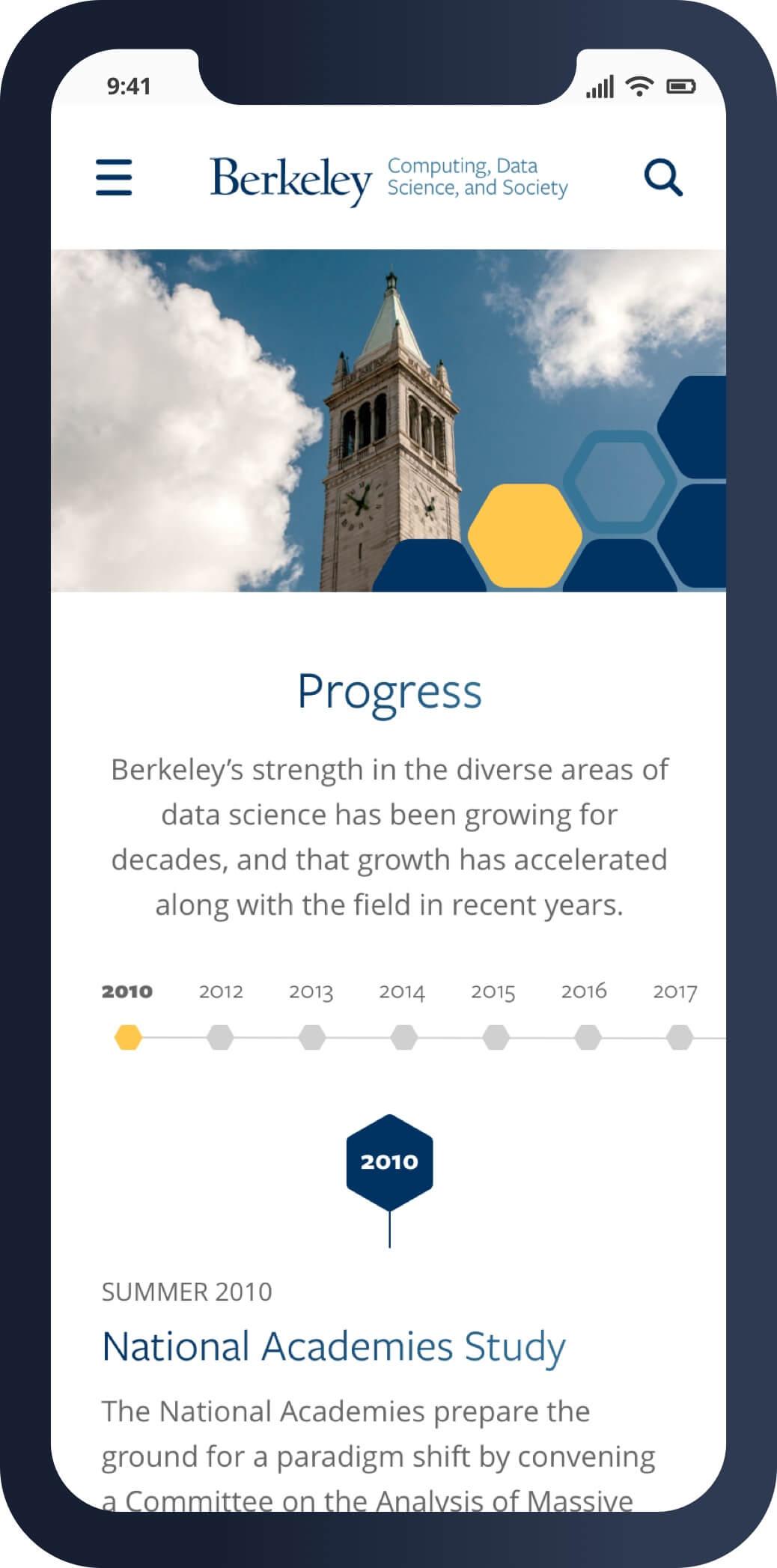 Mobile screenshot of the UC Berkeley CDSS progress page