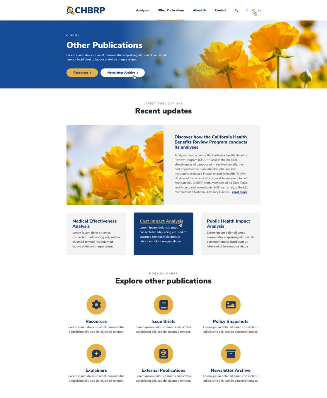 Design of the Other Publications landing page