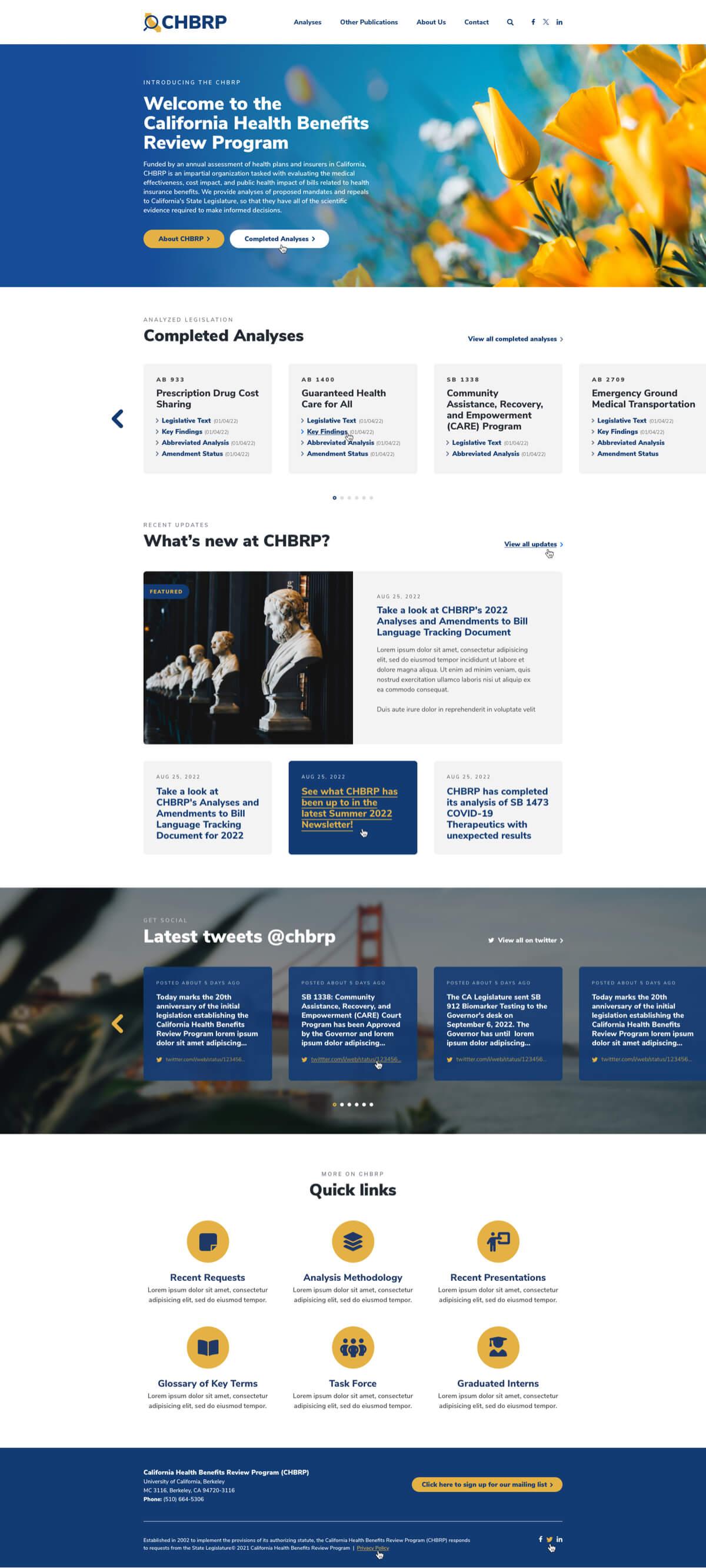 Design of the CHBRP homepage