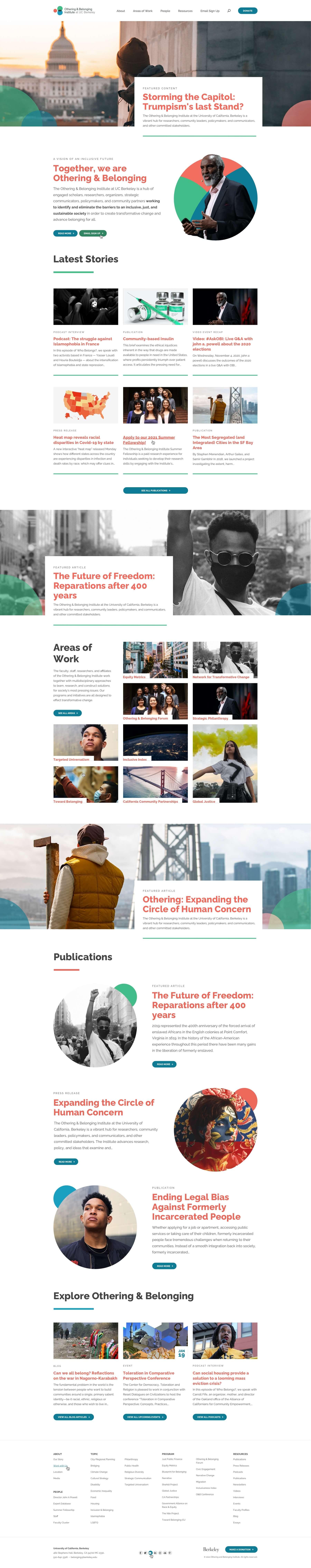 Homepage design for the Othering & Belonging Institute